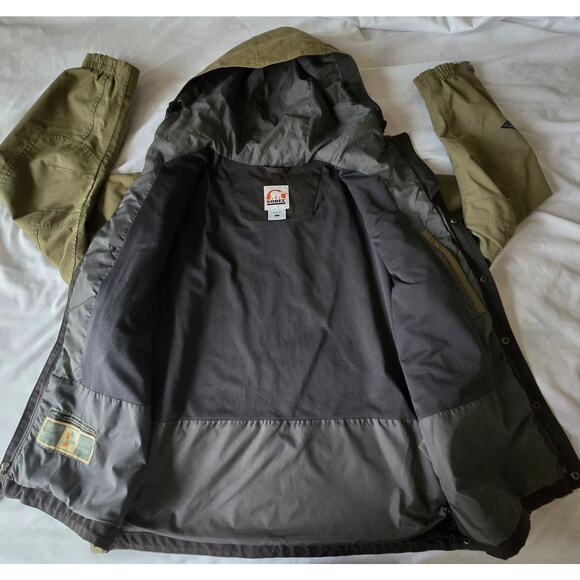 SOREL Men's Waterproof Zip up Hooded Omni-Tech Khaki Earth Tone Coat JacketLarge - Picture 10 of 13